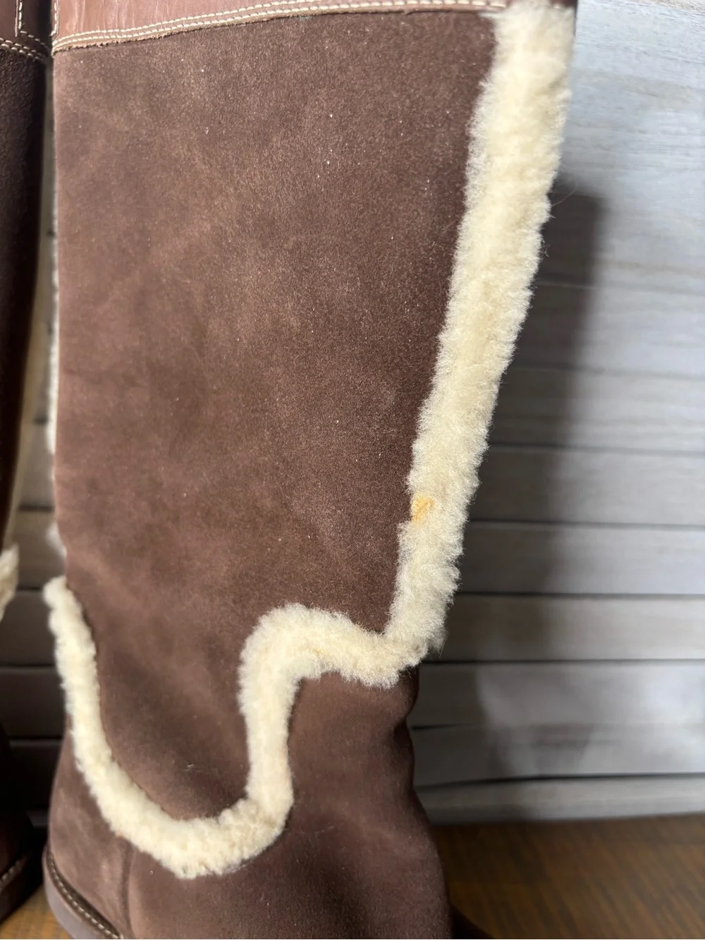 Cole Haan Air Jillian Waterproof Suede Shearling Fur Tall Winter Boots Size 9.5
